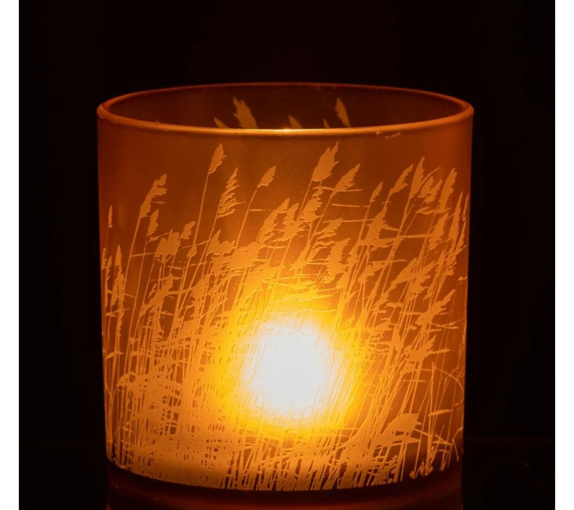 Best * Photophore En Verre Design "Herbe" 15Cm Beige