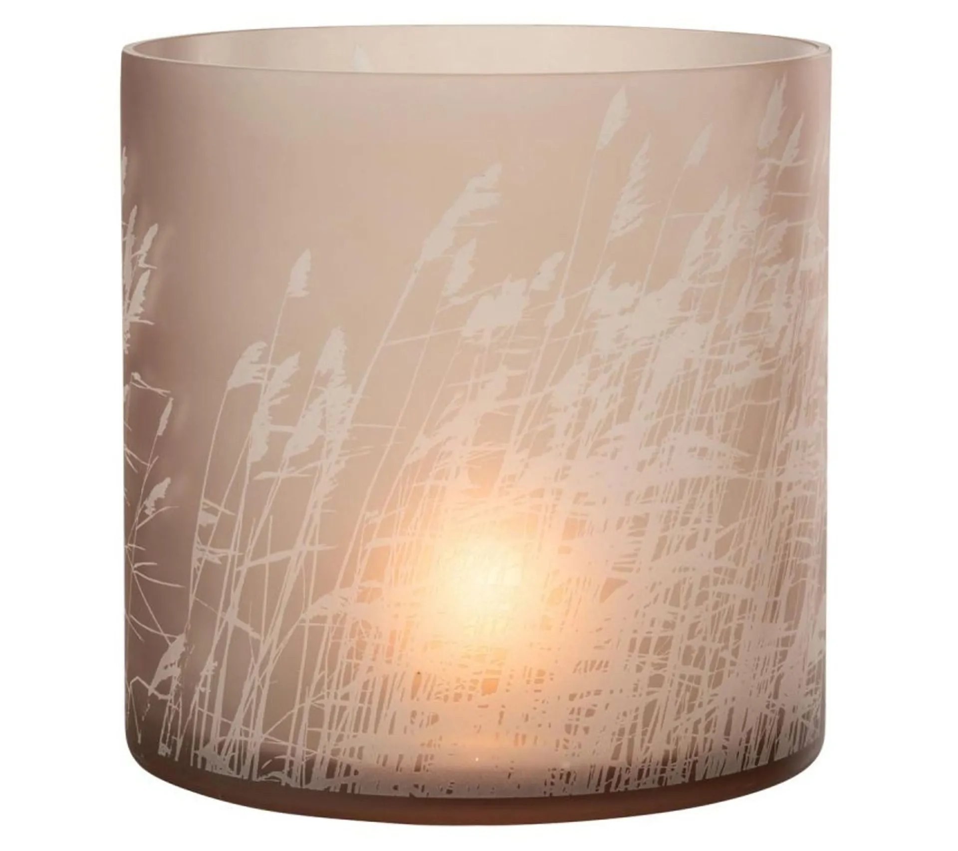 Outlet * Photophore En Verre Design "Herbe" 25Cm Beige