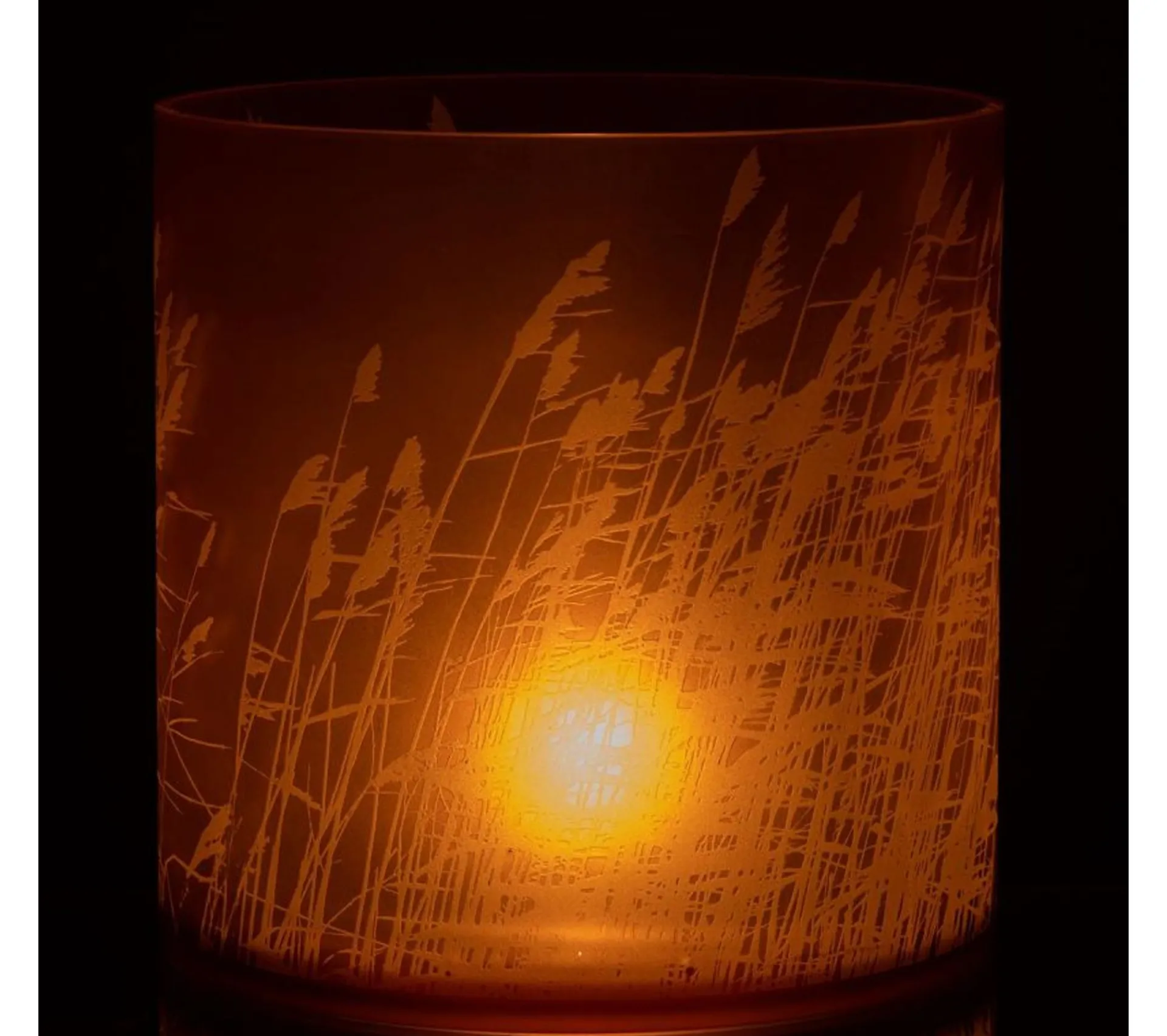 Outlet * Photophore En Verre Design "Herbe" 25Cm Beige