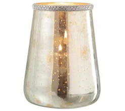 Fashion * Photophore En Verre "Diamant" 22Cm Argent