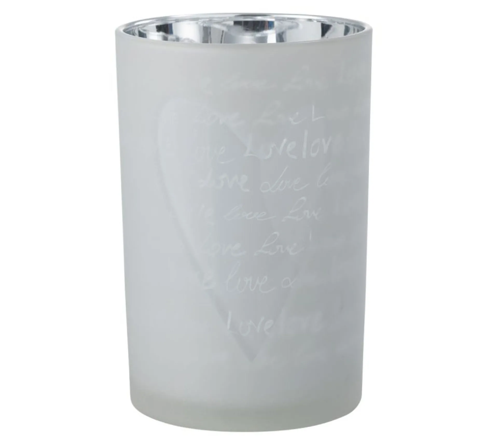 Best * Photophore En Verre "Love" 18Cm Blanc