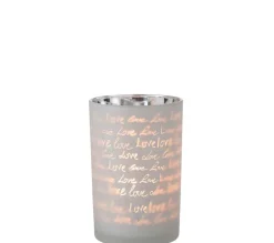 Best * Photophore En Verre "Love" 18Cm Blanc