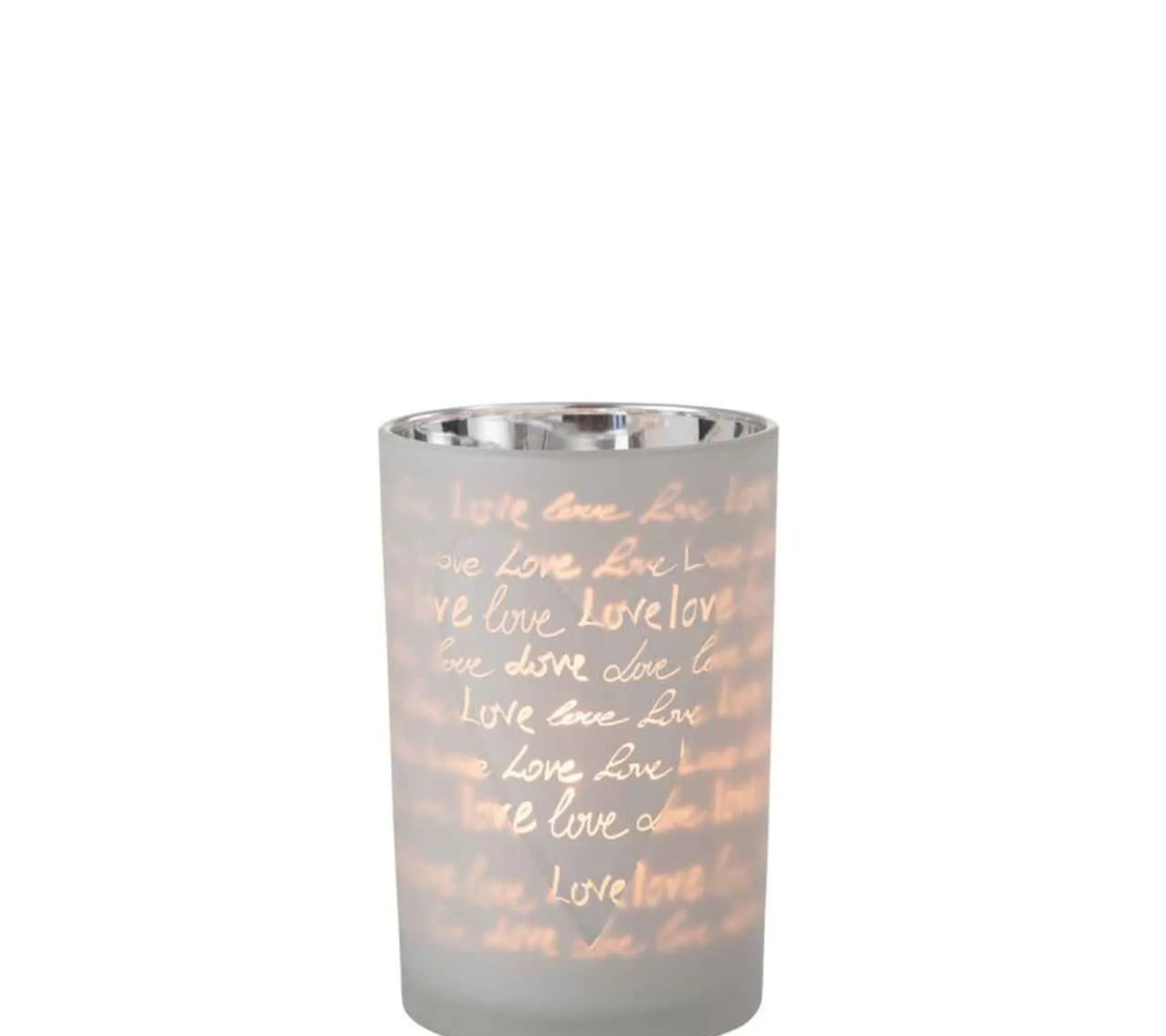 Best * Photophore En Verre "Love" 18Cm Blanc