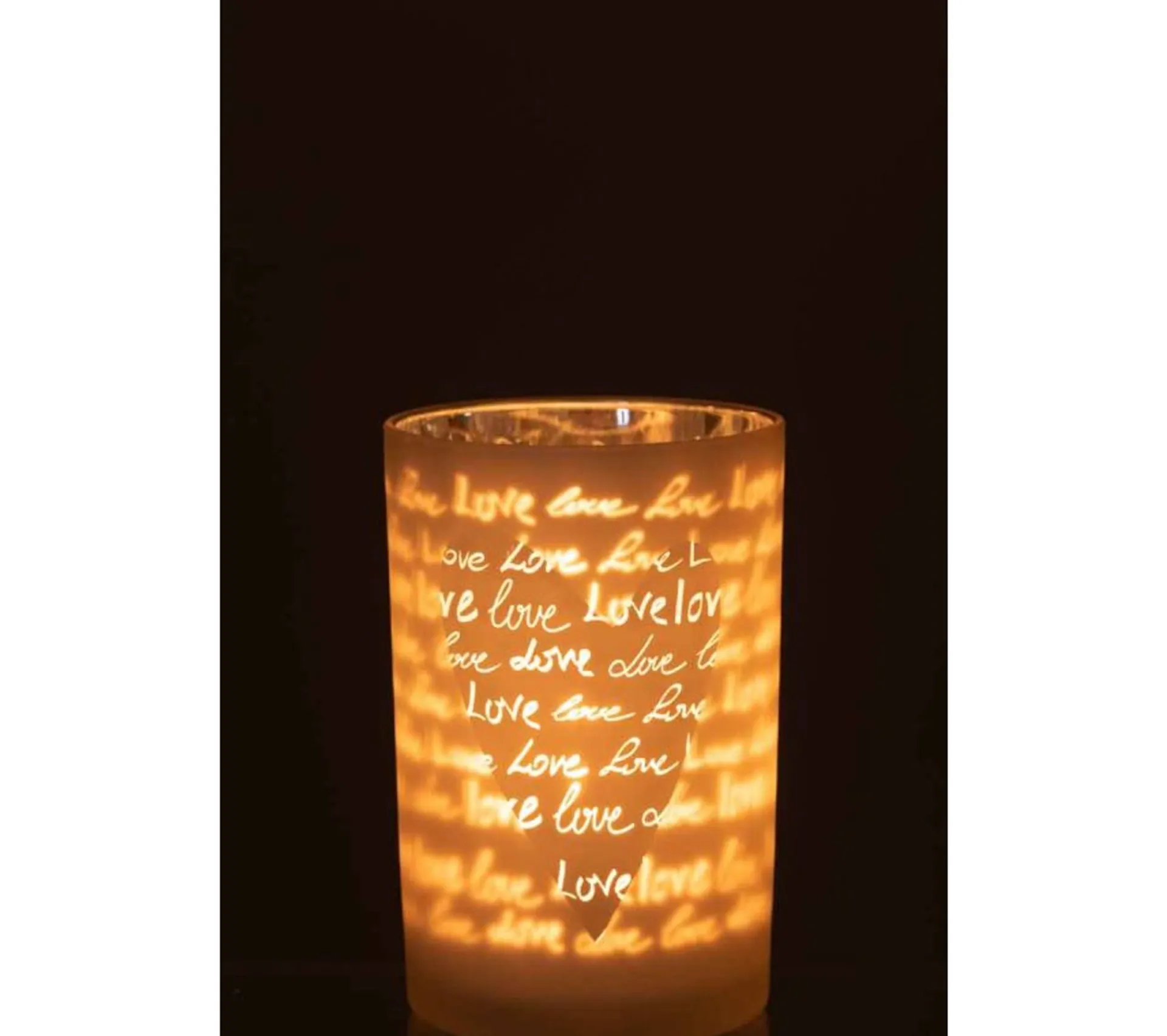 Best * Photophore En Verre "Love" 18Cm Blanc