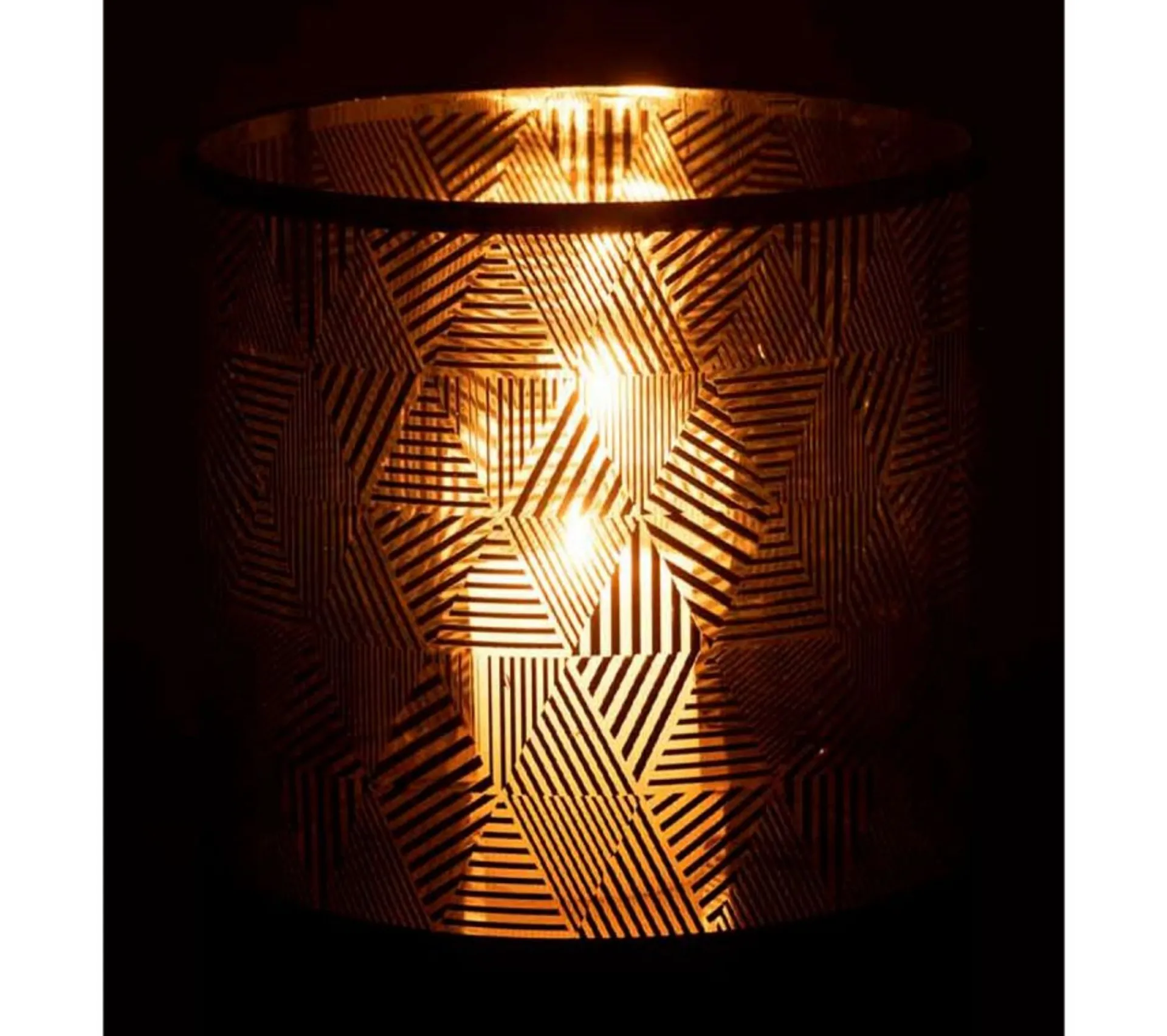Cheap * Photophore En Verre "Triangle Raye" 24Cm Marron