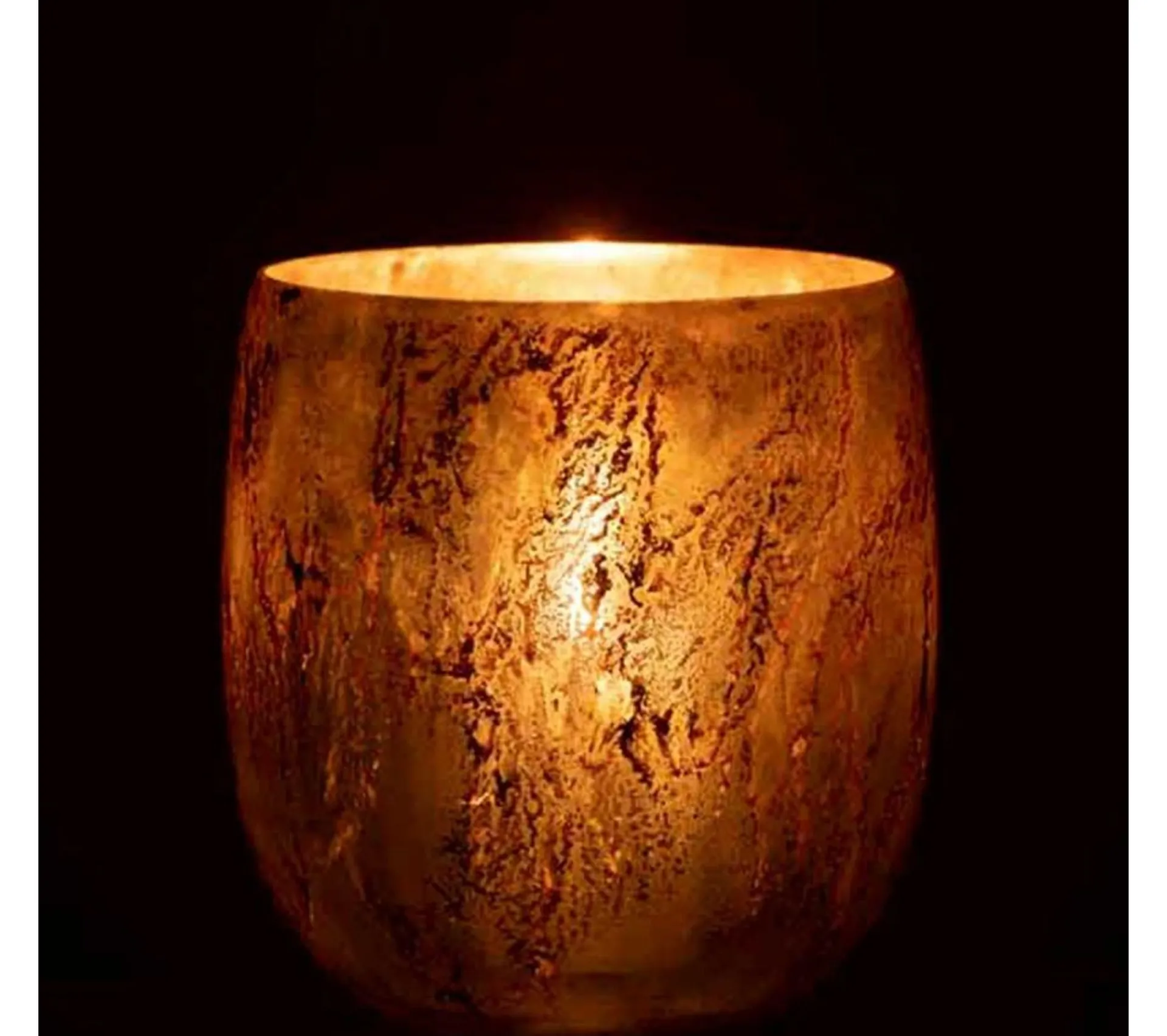 Sale * Photophore En Verre "Vintage" 16Cm Marron Et Or