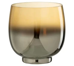Best Sale * Photophore Rond Déco "Verre Fume" 14Cm Argent