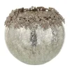Discount * Photophore Rond Design Metal "Bijou" 16Cm Argent