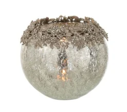 Discount * Photophore Rond Design Metal "Bijou" 16Cm Argent