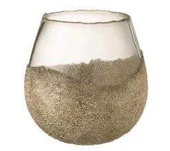 Best Sale * Photophore Rond Design "Perles" 18Cm Or