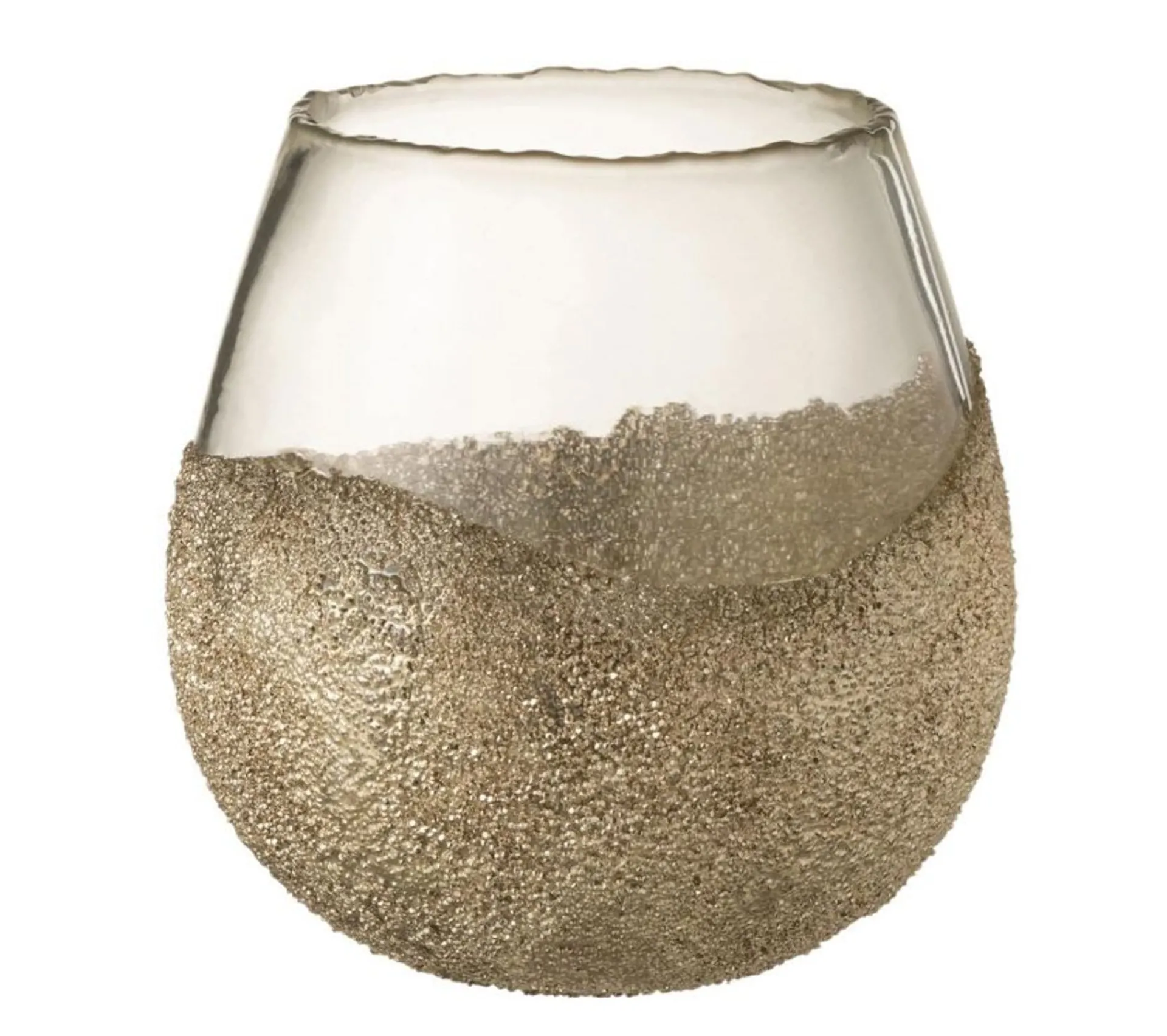 Best Sale * Photophore Rond Design "Perles" 18Cm Or