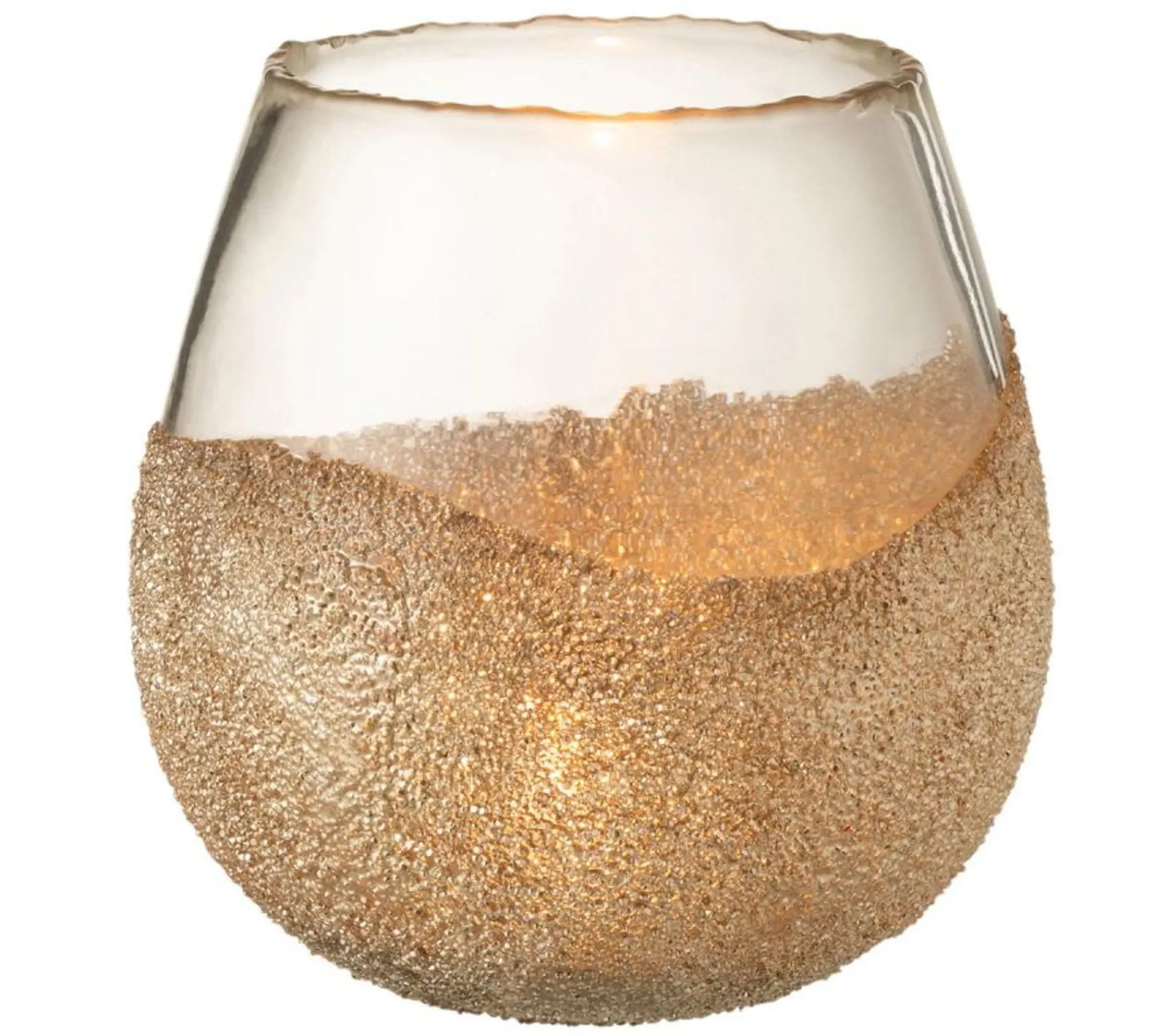 Best Sale * Photophore Rond Design "Perles" 18Cm Or