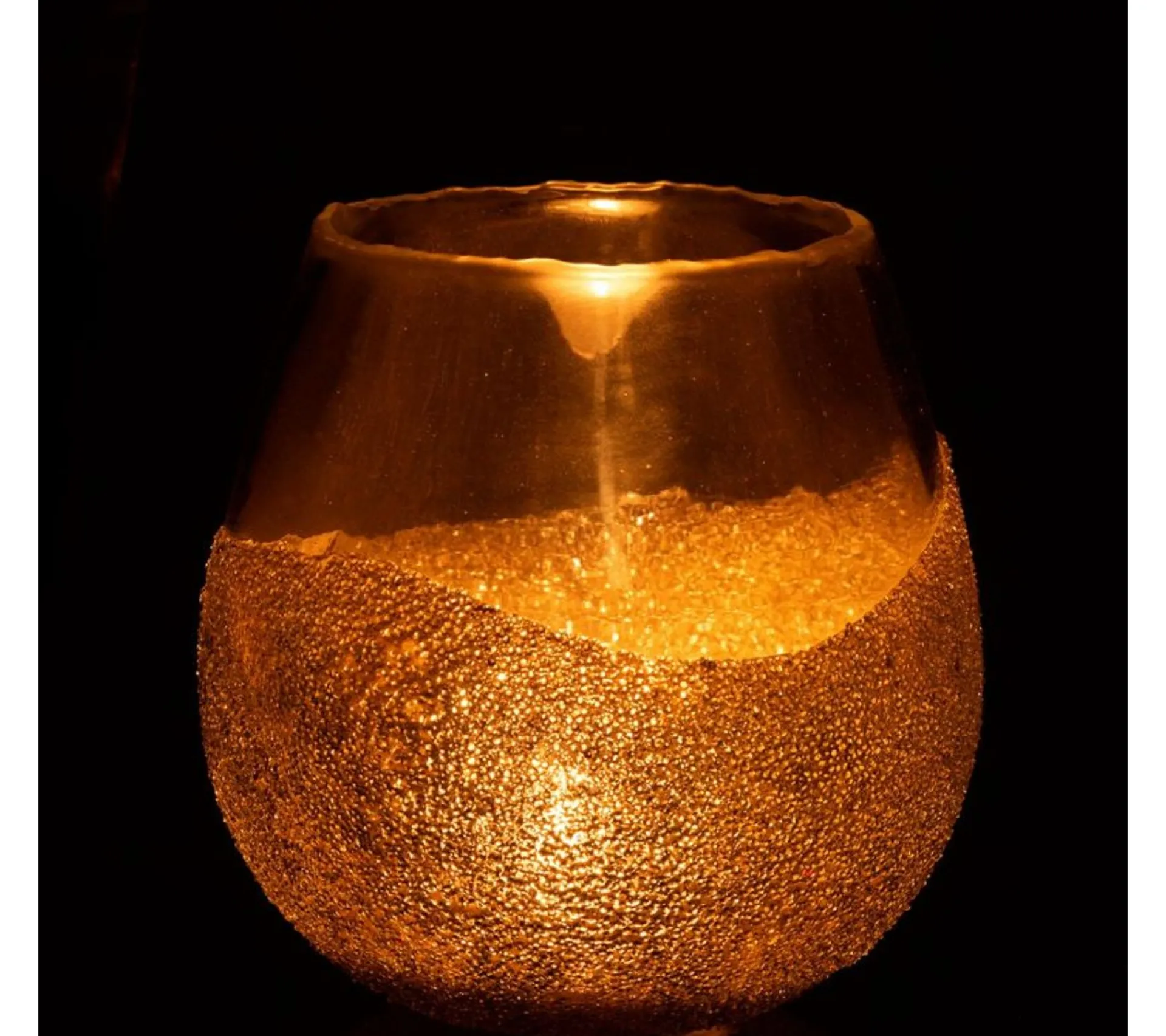 Best Sale * Photophore Rond Design "Perles" 18Cm Or