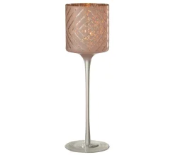 Flash Sale * Photophore Rond Sur Pied "Zigzag" 30Cm Saumon