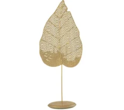 Discount * Photophore Sur Pied "Feuille Metal" 50Cm Or