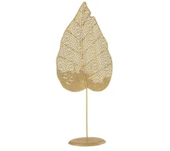 Discount * Photophore Sur Pied "Feuille Metal" 50Cm Or