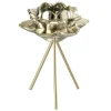 Flash Sale * Photophore Sur Pied "Fleur Verre" 21Cm Or