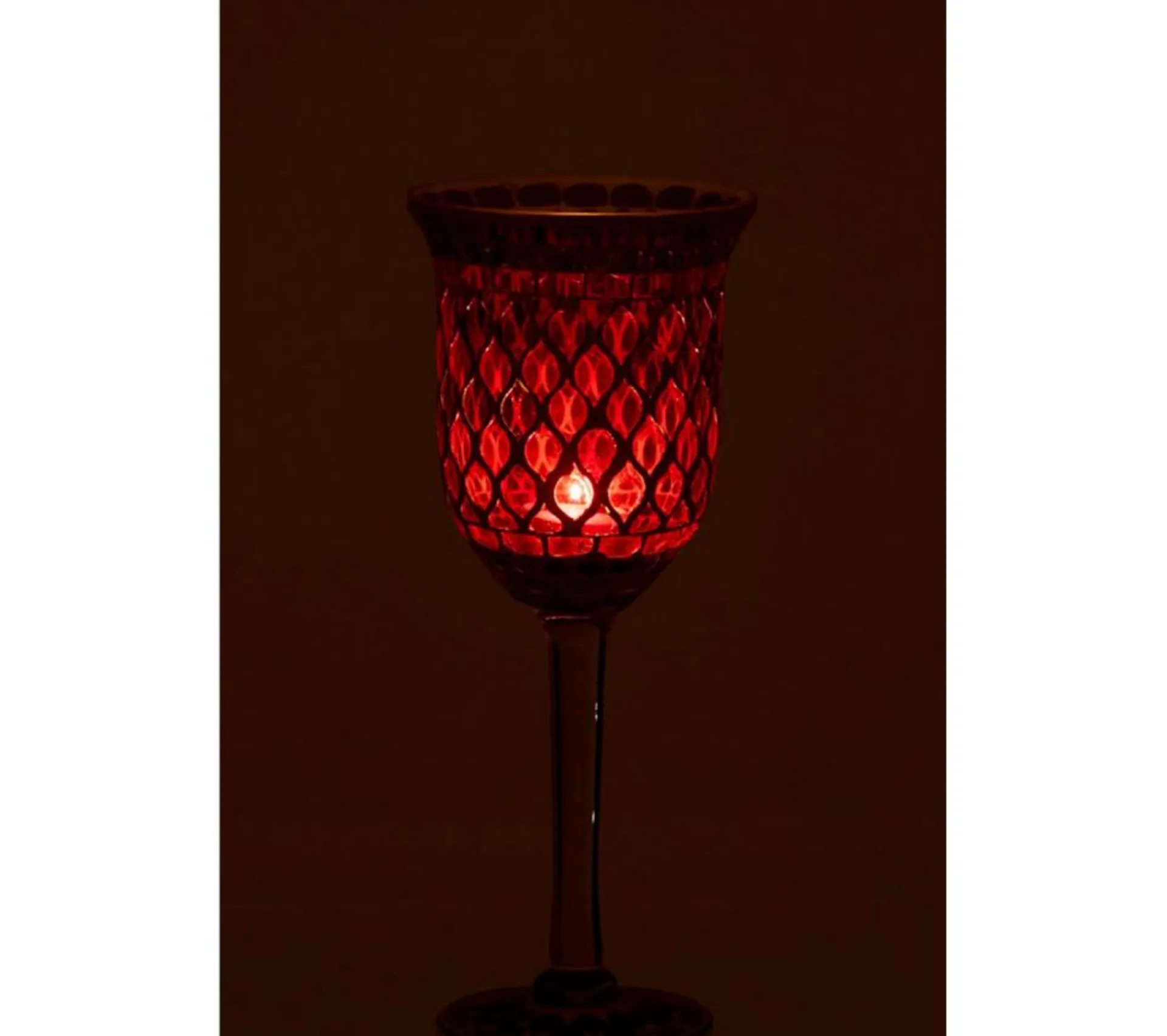Store * Photophore Sur Pied "Mosaique" 40Cm Rouge