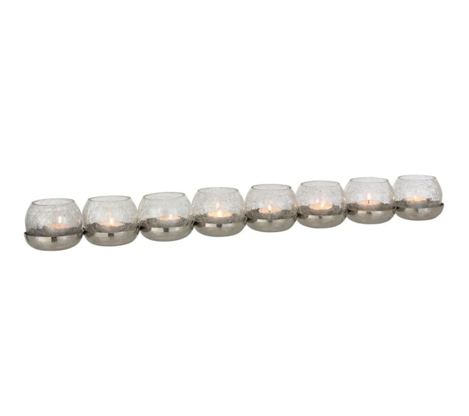 Outlet * Photophore Verre Craquele "8 Boules" 71Cm Argent