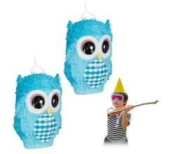 RELAXDAYS Anniversaire Et Autres Fêtes^ Pinata Hibou Bleue En Lot De 2