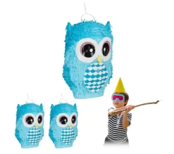 RELAXDAYS Anniversaire Et Autres Fêtes^ Pinata Hibou Bleue En Lot De 3