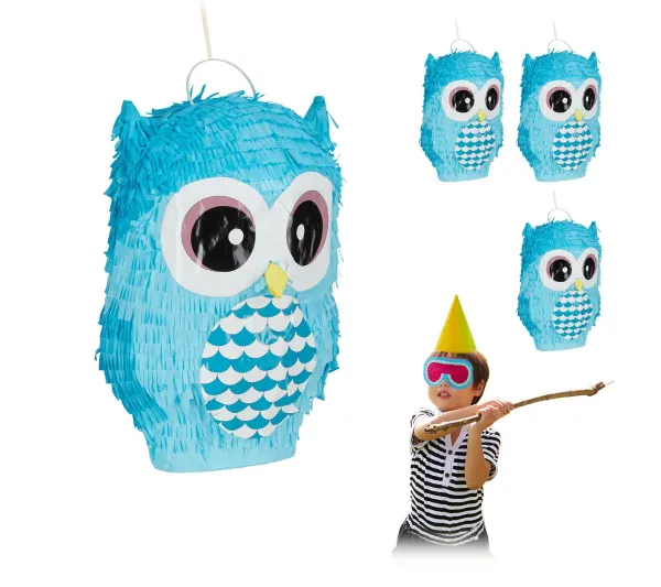 RELAXDAYS Anniversaire Et Autres Fêtes^ Pinata Hibou Bleue En Lot De 4
