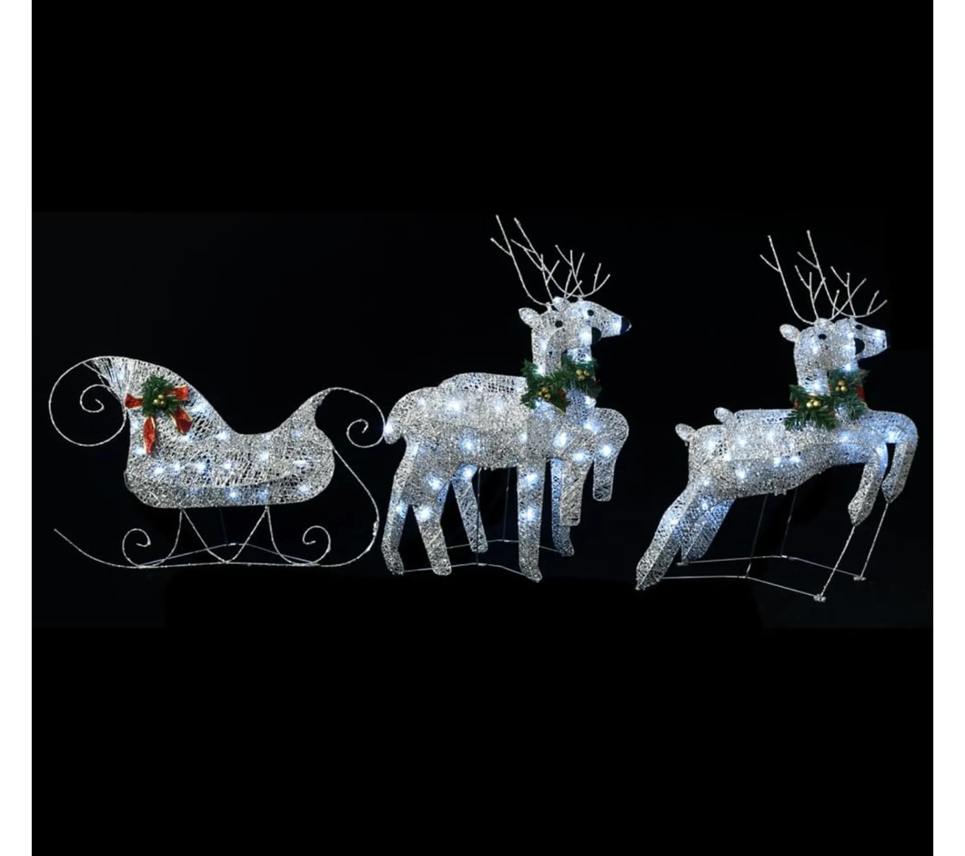 Sale * Renne Et Traineau De Décoration Noël 100 Led Exterieur Argente