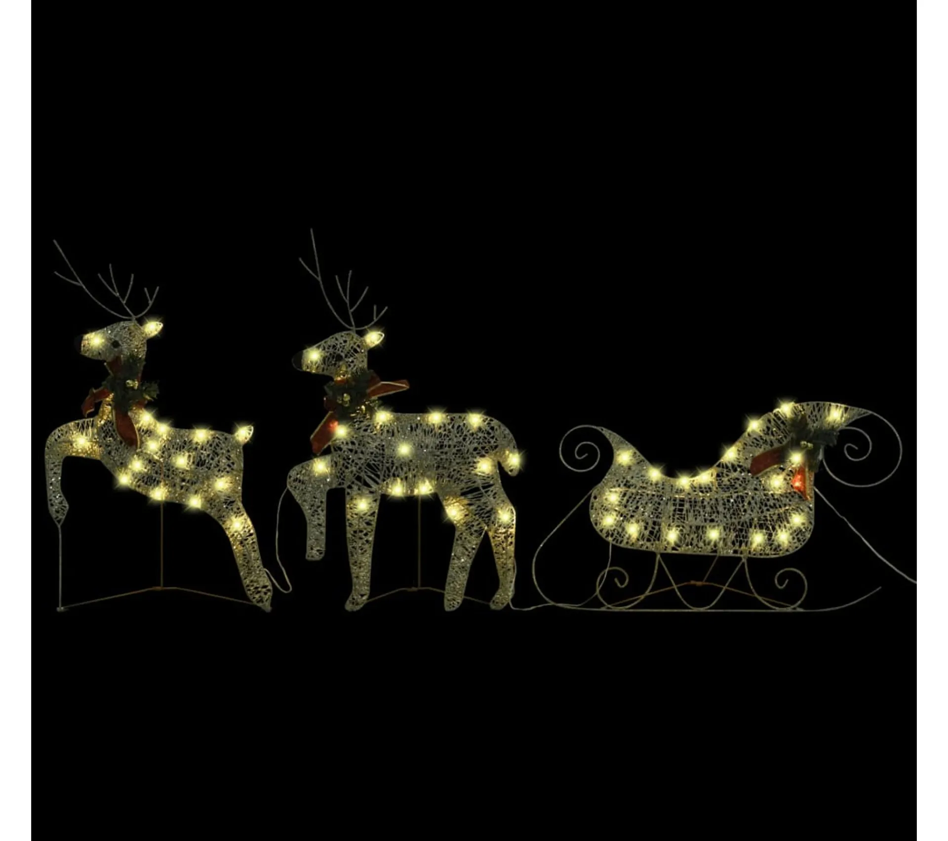 New * Renne Et Traineau De Décoration De Noël 60 Led Exterieur Dore
