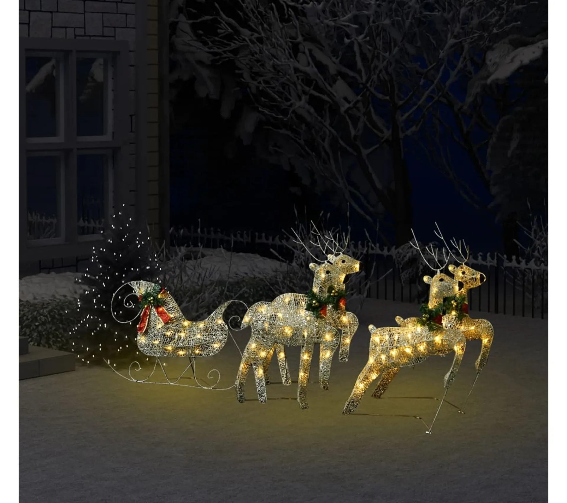 Cheap * Renne Et Traineau De Décoration De Noël 100 Led Exterieur Dore