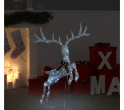 New * Renne Volant De Décoration De Noël 120 Led Argente Blanc Froid