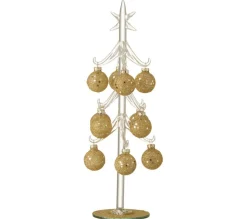 Sale * Statuette Déco "Sapin Et Boules Noël" 30Cm Or