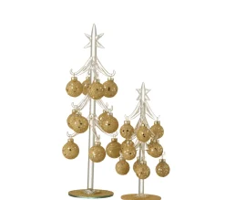 Sale * Statuette Déco "Sapin Et Boules Noël" 30Cm Or