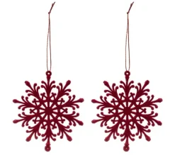* Guirlande Et Boule De Sapin^Sujet De Noël 2 Flocons "Heritage" 9Cm Bordeaux