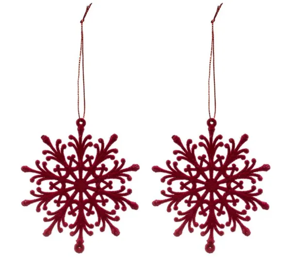 * Guirlande Et Boule De Sapin^Sujet De Noël 2 Flocons "Heritage" 9Cm Bordeaux
