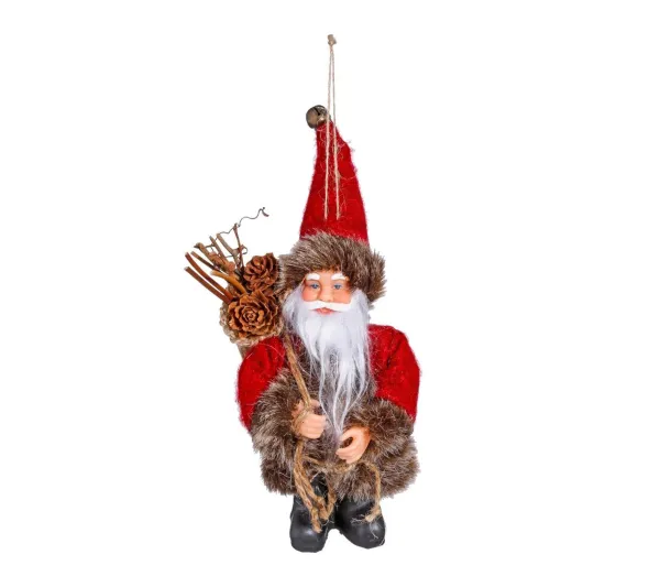 * Guirlande Et Boule De Sapin^Sujet De Noël Santa "Vintage" 13Cm Rouge