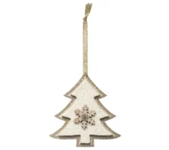 * Guirlande Et Boule De Sapin^Sujet De Noël Sapin "Cocon" 12Cm Cru