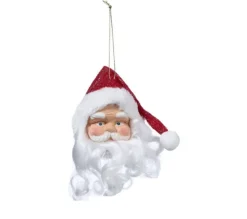 * Guirlande Et Boule De Sapin^Sujet De Noël Tete Santa "Soir" 9Cm Rouge Et Blanc