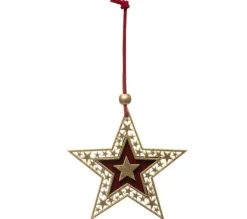 * Guirlande Et Boule De Sapin^Sujet De Noël Toile "Heritage" 10Cm Or Et Rouge
