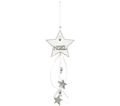 * Guirlande Et Boule De Sapin^Sujet De Noël Toile "Polaire" 33Cm Blanc Et Argent